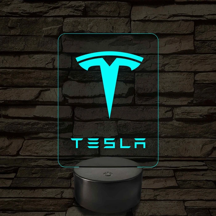 Tesla logó – 7 színű, színváltós LED lámpa