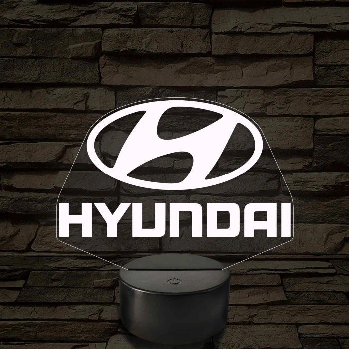 Hyundai logó – 7 színű, színváltós LED lámpa
