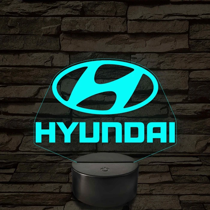 Hyundai logó – 7 színű, színváltós LED lámpa