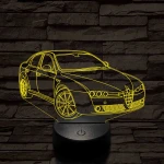 Alfa Romeo 159 autó 7 színű 3D led lámpa