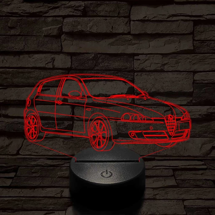 Alfa Romeo 147 autó 7 színű 3D led lámpa
