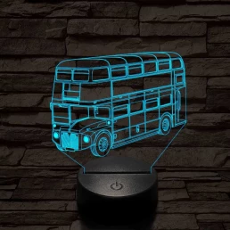 Dupla szintes busz 7 színű 3D led lámpa