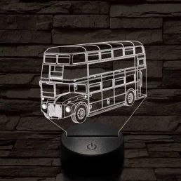 Dupla szintes busz 7 színű 3D led lámpa