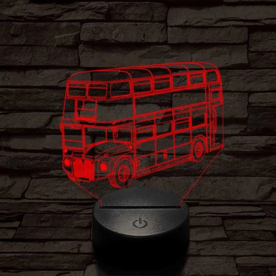 Dupla szintes busz 7 színű 3D led lámpa