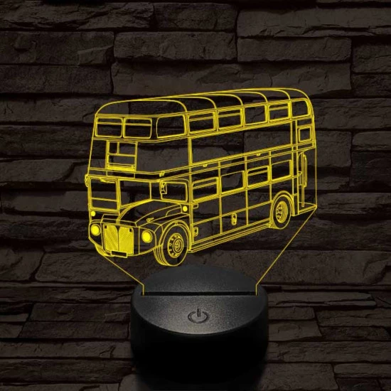 Dupla szintes busz 7 színű 3D led lámpa