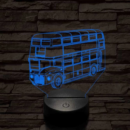 Dupla szintes busz 7 színű 3D led lámpa