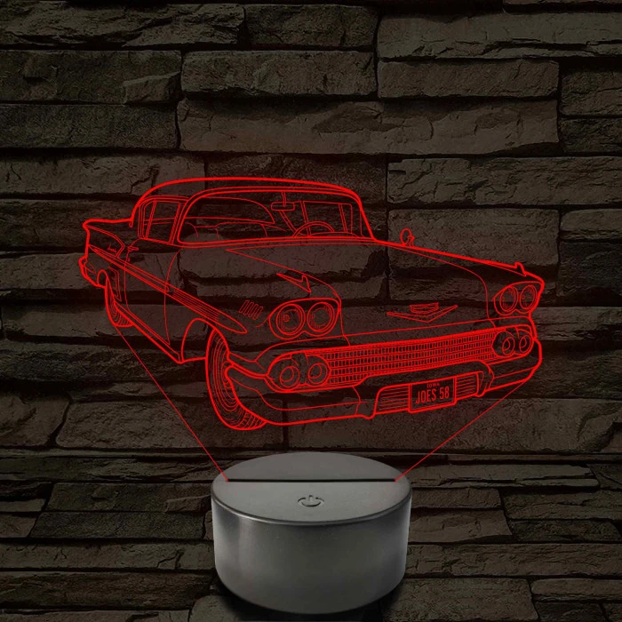 1958 Chevrolet Impala 7 színű 3D led lámpa