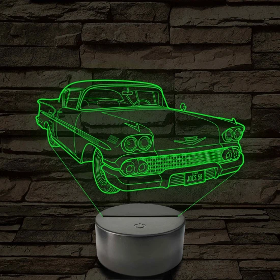 1958 Chevrolet Impala 7 színű 3D led lámpa