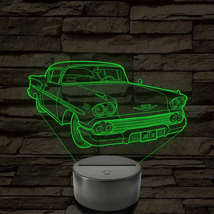 1958 Chevrolet Impala 7 színű 3D led lámpa