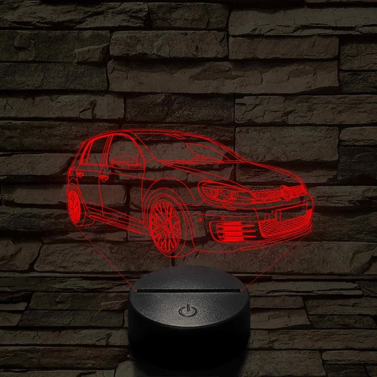 Volkswagen GTi 7 színű 3D led lámpa