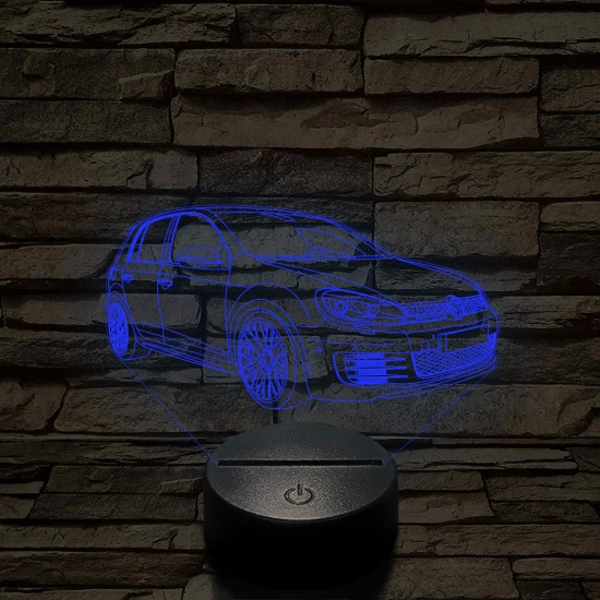 Volkswagen GTi 7 színű 3D led lámpa