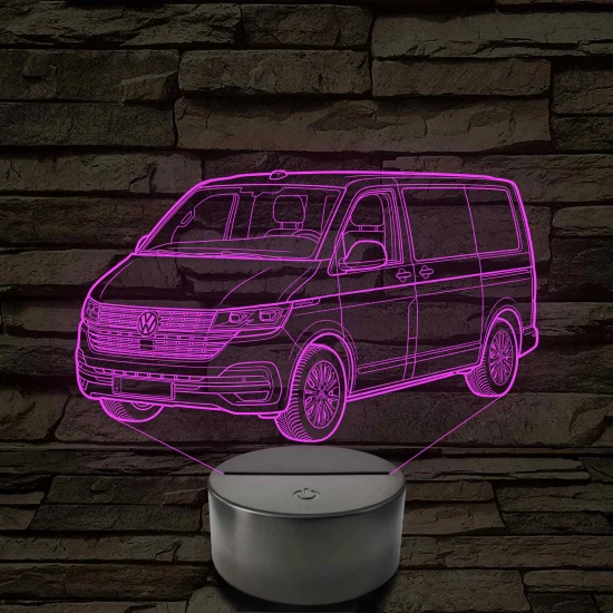 Volkswagen T6 kisbusz 7 színű 3D led lámpa