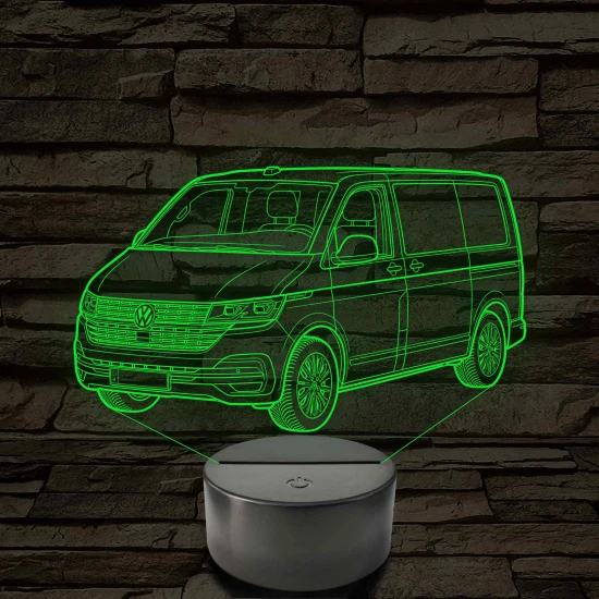 Volkswagen T6 kisbusz 7 színű 3D led lámpa