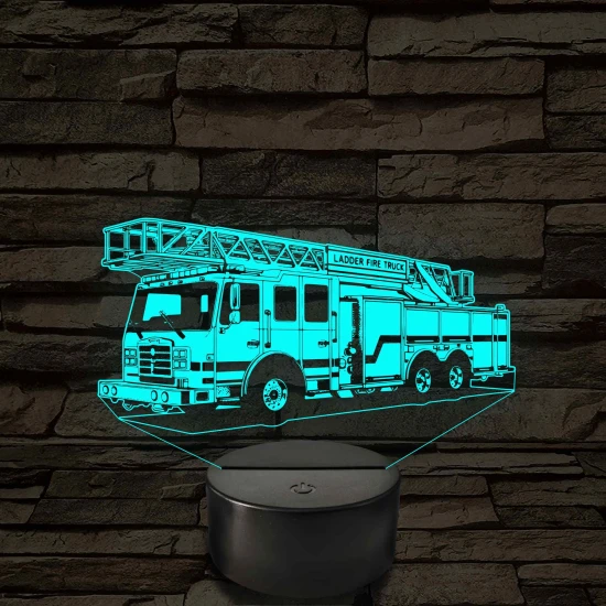Létrás tűzoltóautó 7 színű  3D led lámpa