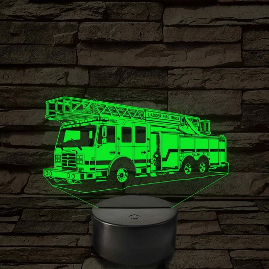 Létrás tűzoltóautó 7 színű  3D led lámpa