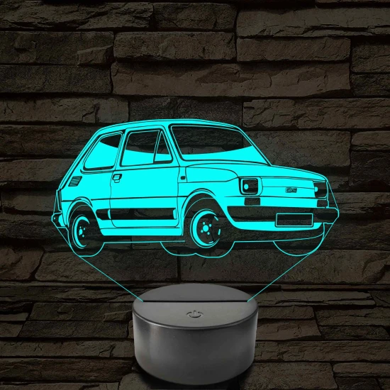 Fiat Polski 126 7 színű 3D led lámpa