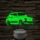 Fiat Polski 126 7 színű 3D led lámpa