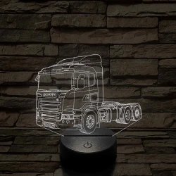 Scania kamion rendszámmal - 7 színű, színváltós 3D LED lámpa