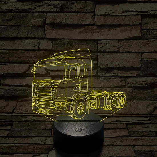 Scania kamion rendszámmal - 7 színű, színváltós 3D LED lámpa
