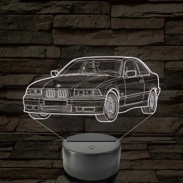 BMW E36 szemből - 7 színű, színváltós 3D led lámpa