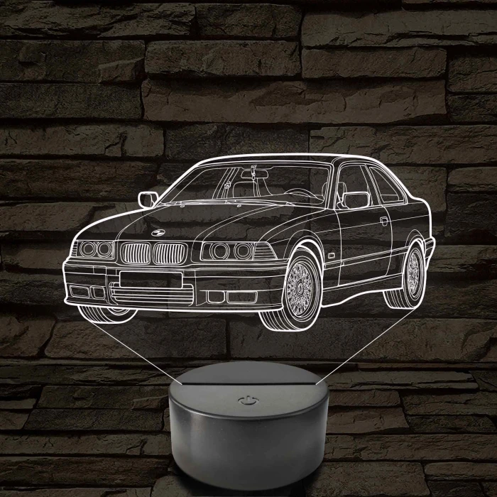 BMW E36 szemből - 7 színű, színváltós 3D led lámpa