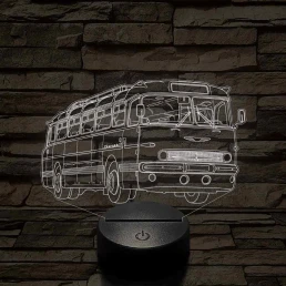 Ikarus 55 Bözsi busz – 7 színű, színváltós 3D LED lámpa