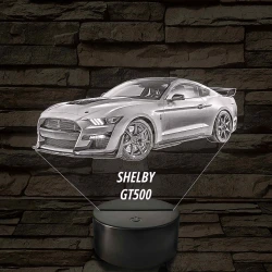 Legendás Izomautó – Shelby GT500 7 színű, színváltós 3D LED lámpa