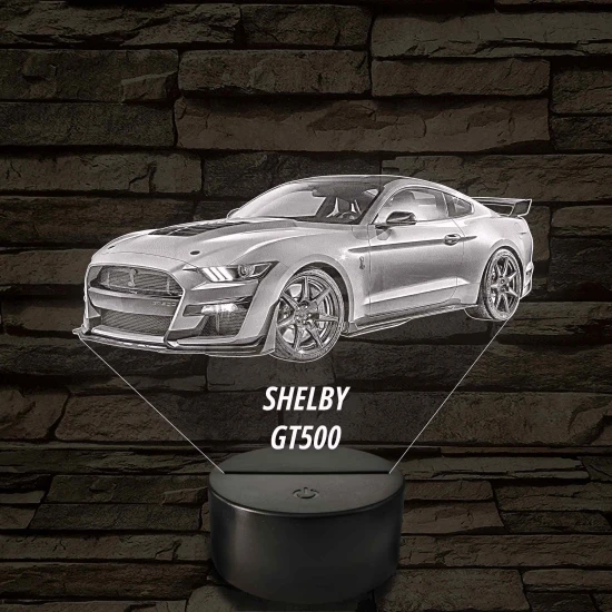 Legendás Izomautó – Shelby GT500 7 színű, színváltós 3D LED lámpa