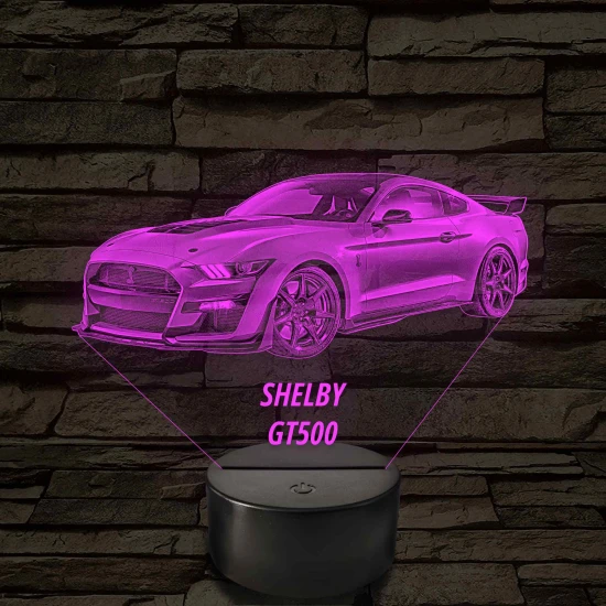 Legendás Izomautó – Shelby GT500 7 színű, színváltós 3D LED lámpa