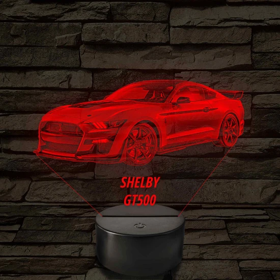 Legendás Izomautó – Shelby GT500 7 színű, színváltós 3D LED lámpa