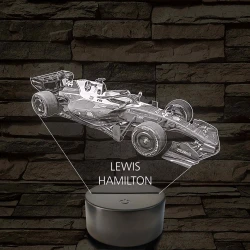 A Száguldó Legenda – Lewis Hamilton F1 7 színű, színváltós 3D LED lámpa