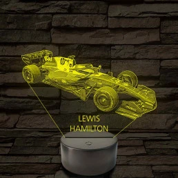 A Száguldó Legenda – Lewis Hamilton F1 7 színű, színváltós 3D LED lámpa
