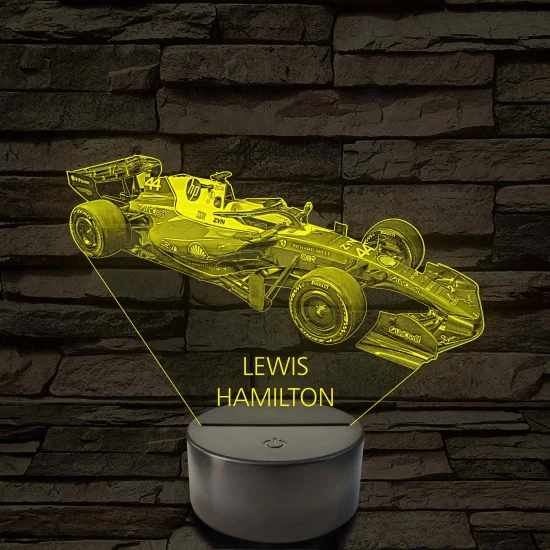 A Száguldó Legenda – Lewis Hamilton F1 7 színű, színváltós 3D LED lámpa