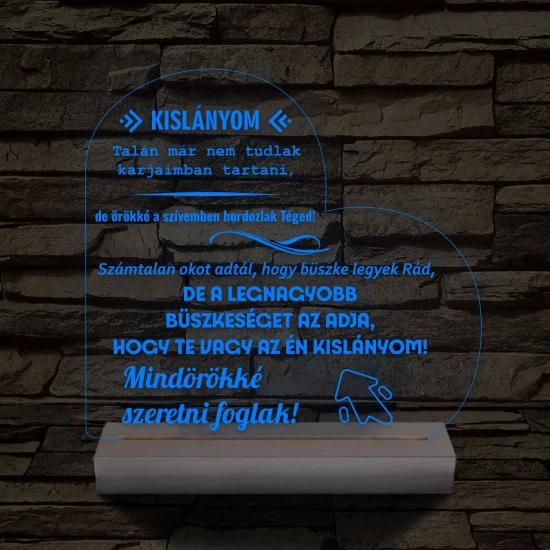 Kislányom fatalpas 7 színű 3D led lámpa