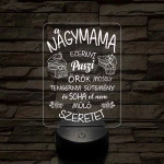 Nagymama – Szeretet, puszi és sütemény - 7 színű, színváltós 3D led lámpa