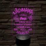 Nagymama – Szeretet, puszi és sütemény - 7 színű, színváltós 3D led lámpa