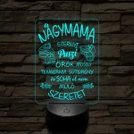 Nagymama – Szeretet, puszi és sütemény - 7 színű, színváltós 3D led lámpa