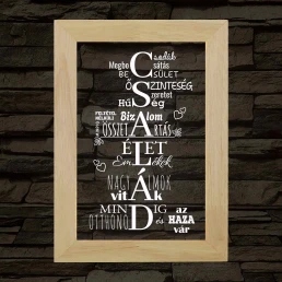 Család – fakeretes, színváltós LED lámpa