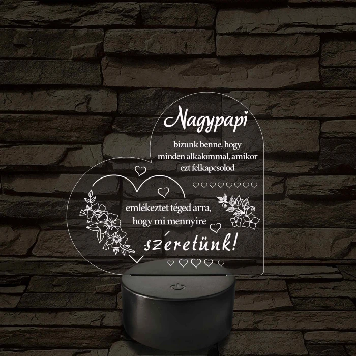 Nagypapi - 7 színű, színváltós 3D led lámpa