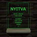 Nyitvatartás számokkal 20 cm fa talppal 7 színű 3D led lámpa