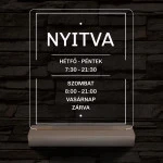 Nyitvatartás számokkal 20 cm fa talppal 7 színű 3D led lámpa