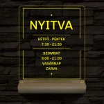 Nyitvatartás számokkal 20 cm fa talppal 7 színű 3D led lámpa