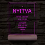 Nyitvatartás számokkal 20 cm fa talppal 7 színű 3D led lámpa