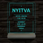 Nyitvatartás számokkal 20 cm fa talppal 7 színű 3D led lámpa