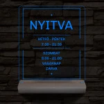 Nyitvatartás számokkal 20 cm fa talppal 7 színű 3D led lámpa