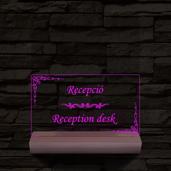 Recepció lámpa 20 cm fa talppal 7 színű 3D led lámpa