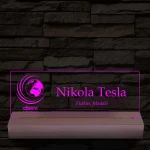 Névtábla céges logóval 20 cm fa talppal 7 színű 3D led lámpa