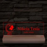 Névtábla céges logóval 20 cm fa talppal 7 színű 3D led lámpa