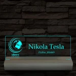 Névtábla céges logóval 20 cm fa talppal 7 színű 3D led lámpa