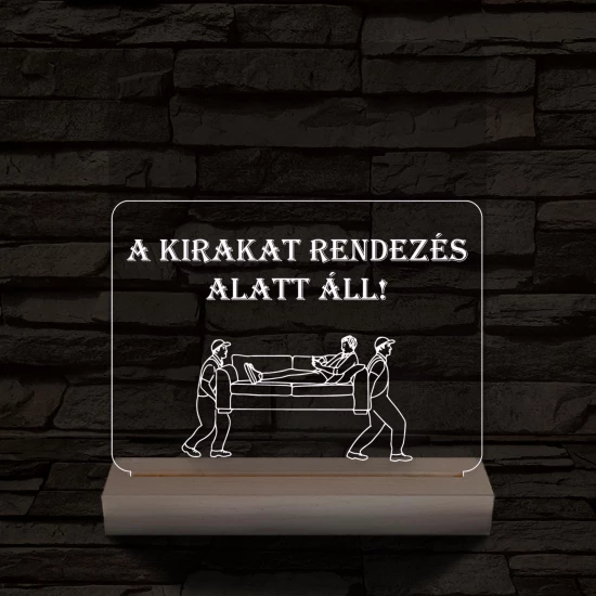 A kirakat rendezés alatt áll 20 cm fa talppal 7 színű 3D led lámpa